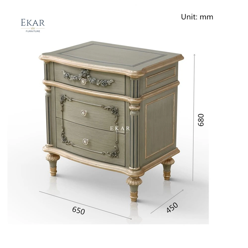 Antique Bedside Table Hand Carved Wood Nightstand With Drawer