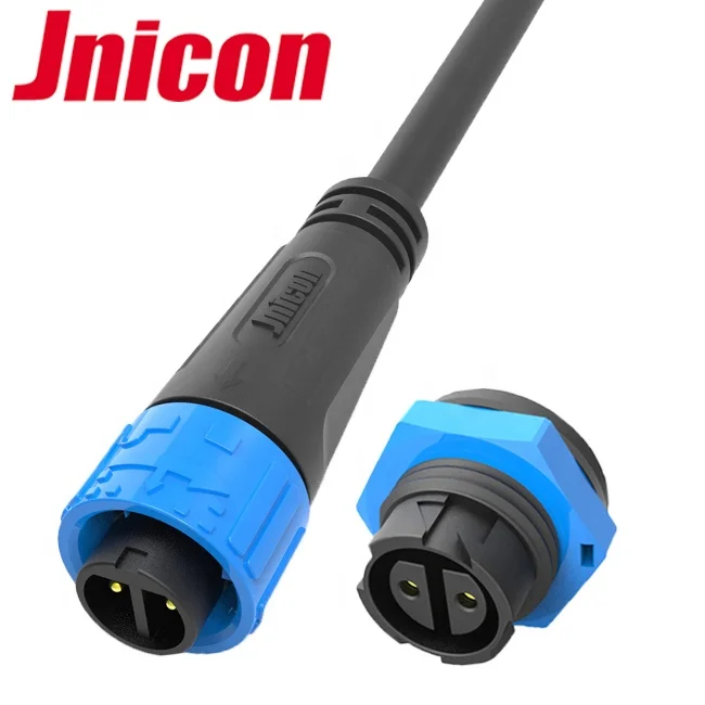 
China IP67 2 pin connector Waterproof M16 push locking 2 wire overmolding cable connector 