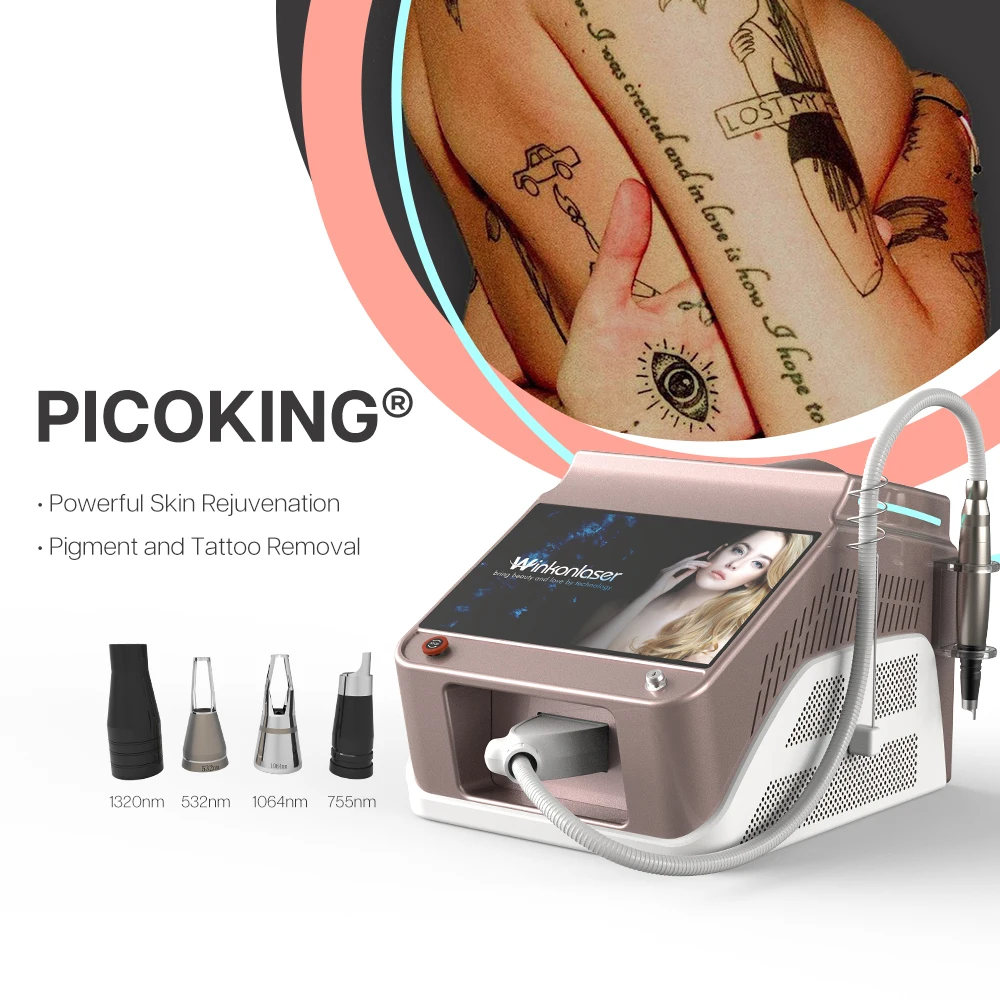 New Portable 1064nm 532nm 755nm ND YAG Laser Tattoo Removal Eyebrow Pigment Picosecond Black Doll Beauty Machine