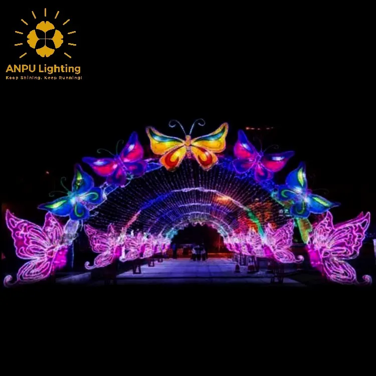 2022 Beautiful butterfly arches Motif Christmas lights for street decorations