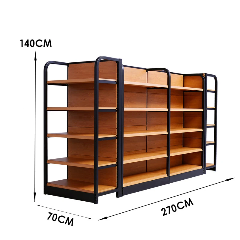 Factory Iron Wood Style Shelves Gas Station Black Metal Wall Shelves