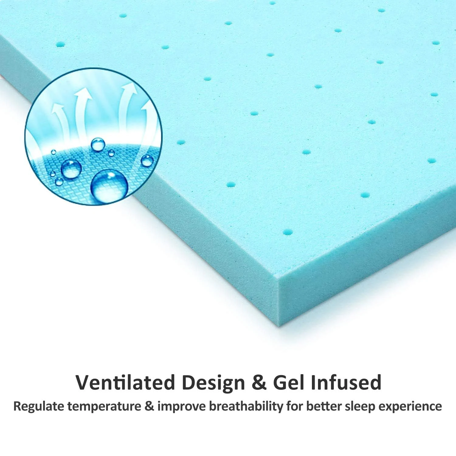 3 Inch Gel Infused Memory Foam Twin XL Mattress Topper Ventilated Breathable Extra Long Single Bed Toppers College Dorms