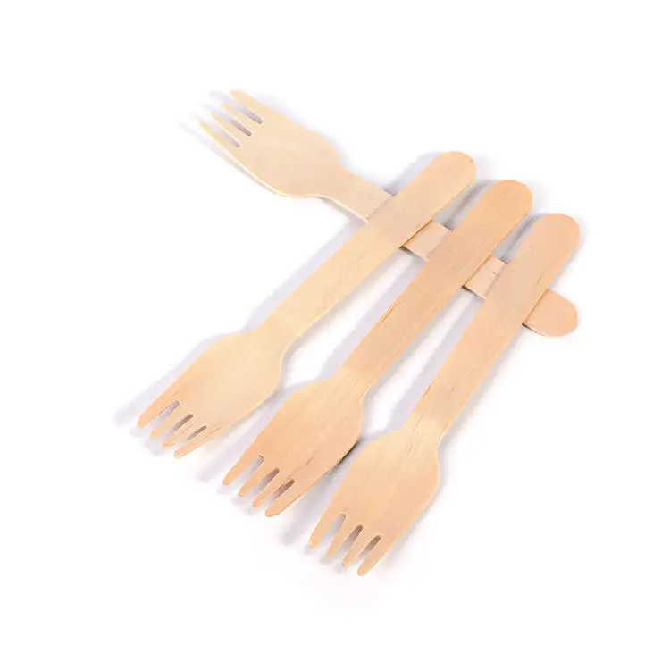 Serving custom eco-friendly Disposable Small Birch Single Use Cutlery Wooden Fork