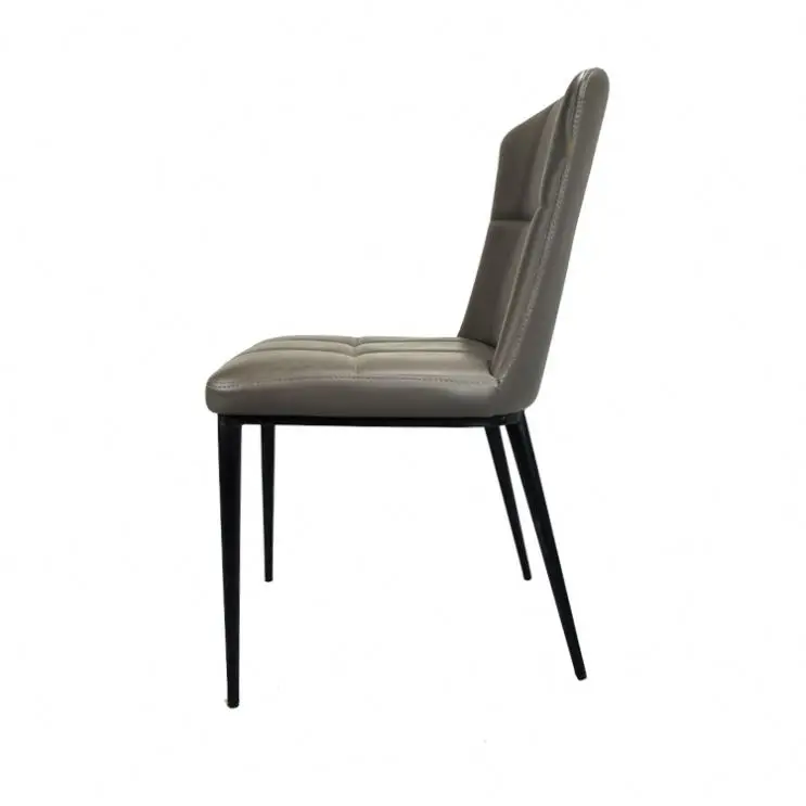 Wholesale Nordic Luxury Restaurant Home Kitchen Accent Chair Vertical Sewing High Back Soft Cushion Velvet Gery Dining Chairs