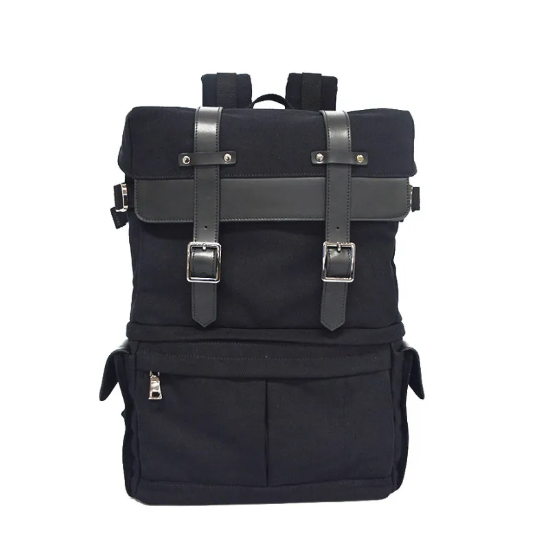 large capacity durable mens travel canvas leather photography dslr camera backpack