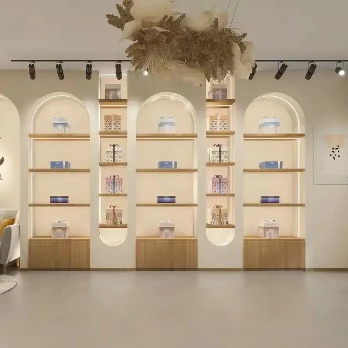 Custom Wooden Display Stand Rack Shelf Furniture for Supermarket & Shopping Mall Convenient Commercial Furniture