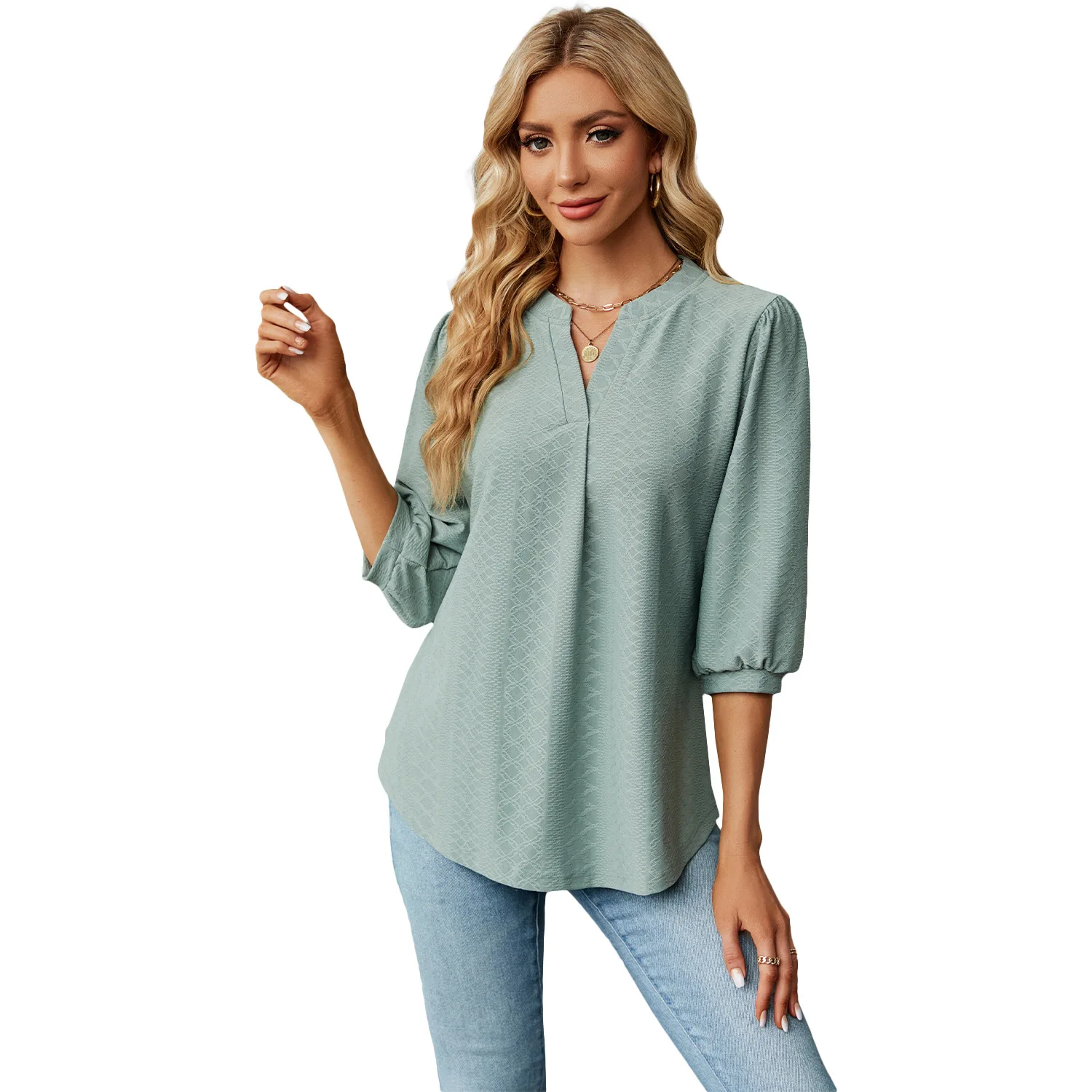 2024 High Quality Fashion Blouse Tops Blouse Wholesale Long-sleeved Basic T-shirts For Women