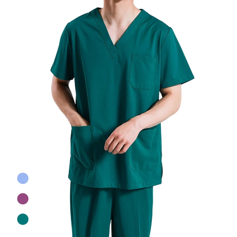 Wholesale Soft Cotton V Neck Split Suit Unisex Medical Uniforme Scrubs Sets Anti Wrinkle Women Hospital Uniforms