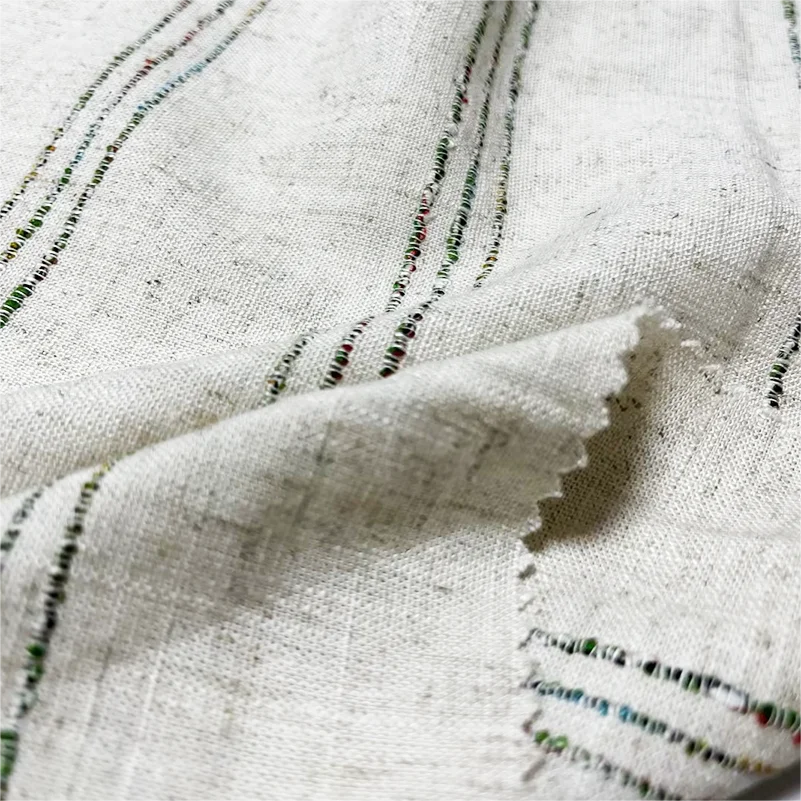 hot sales luxury striped design flax fabric yarn dyed 30%linen 70%viscose for womens garments