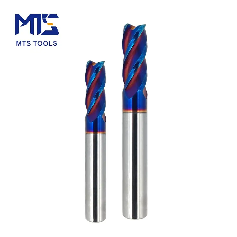 Инструменты MTS, фреза, режущие инструменты, новинка, твердосплавная Концевая фреза HRC65 твердосплавная, фреза с 4 канавками и нано-синим покрытием, Фрезы с ЧПУ