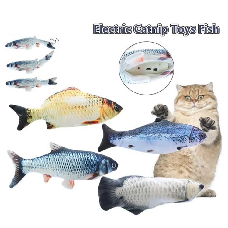 Realistic Plush Pet Simulation Electric Fish Funny Interactive Smart Automatic Fish Cat Toy