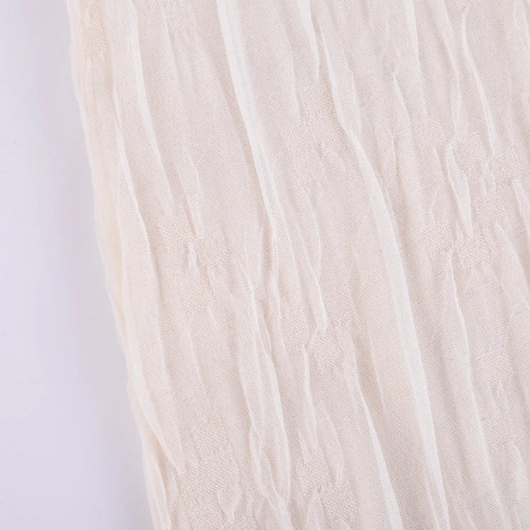 Embroidered chiffon stripe fabric breathable gauze embroidery wrinkled fashion women lace fabric