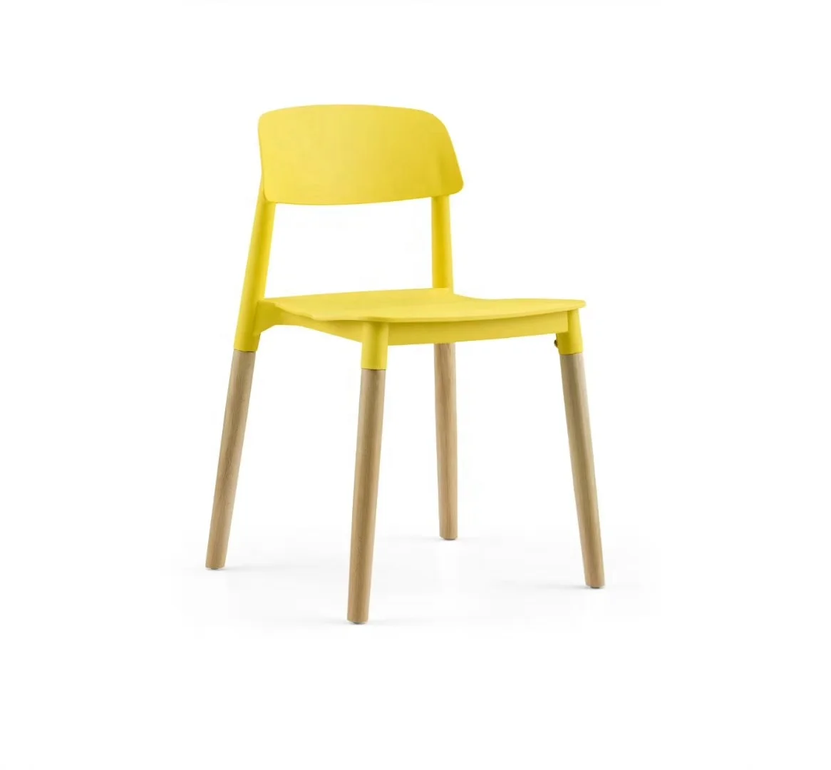 
Fashion Design Hot Selling Plastic PP Chairs With wood leg Chair in Furniture 