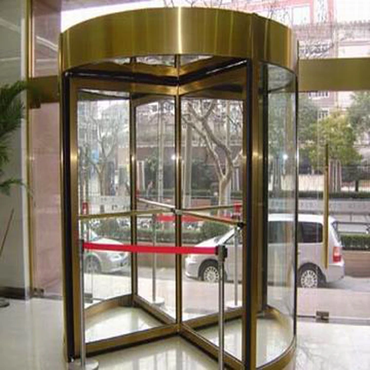 Automatic 4-wing revolving door glass door