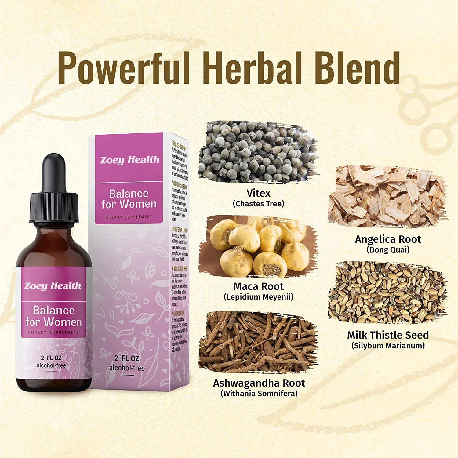 Hormone Balance Liquid Extract Menopause Supplements Tincture Support for Hot Flashes Menstrual Cramps PMS Herbal Drop