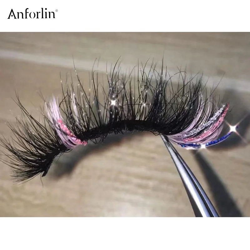 2022 New arrival 3d mink lashes wholesale russian light pink glitter lashes strips multi colorful mink eyelashes vendor