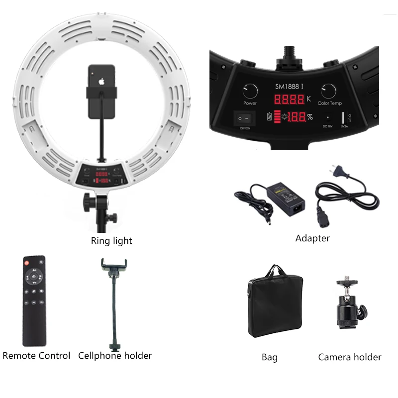 Source Factory Wholesale 18inch 60W  Remote & Tripod  2700K to 5600K Ring Light ring light