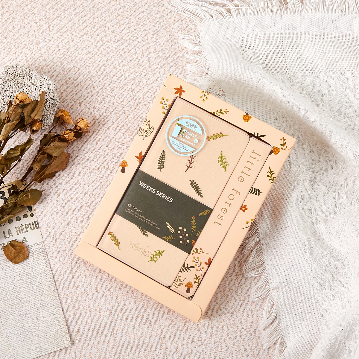 Custom Logo Hardcover Lined Ruled Paper Embroidery Journal Fabric Linen Notebook