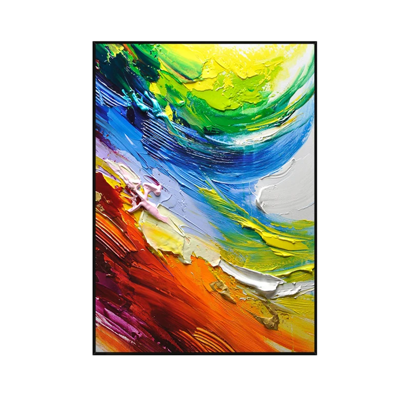 Pure hand-painted oil painting abstract wall art black and white orange modern decorative picture