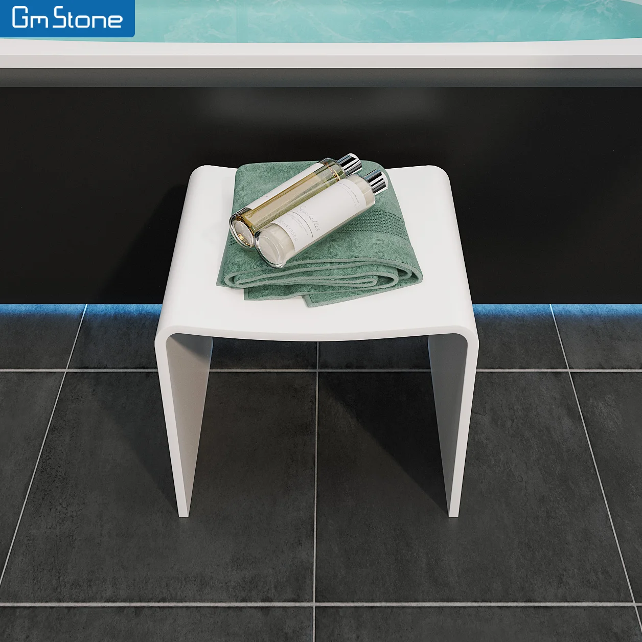 Italian designed solid surface stool artificial stone shower bench stool
