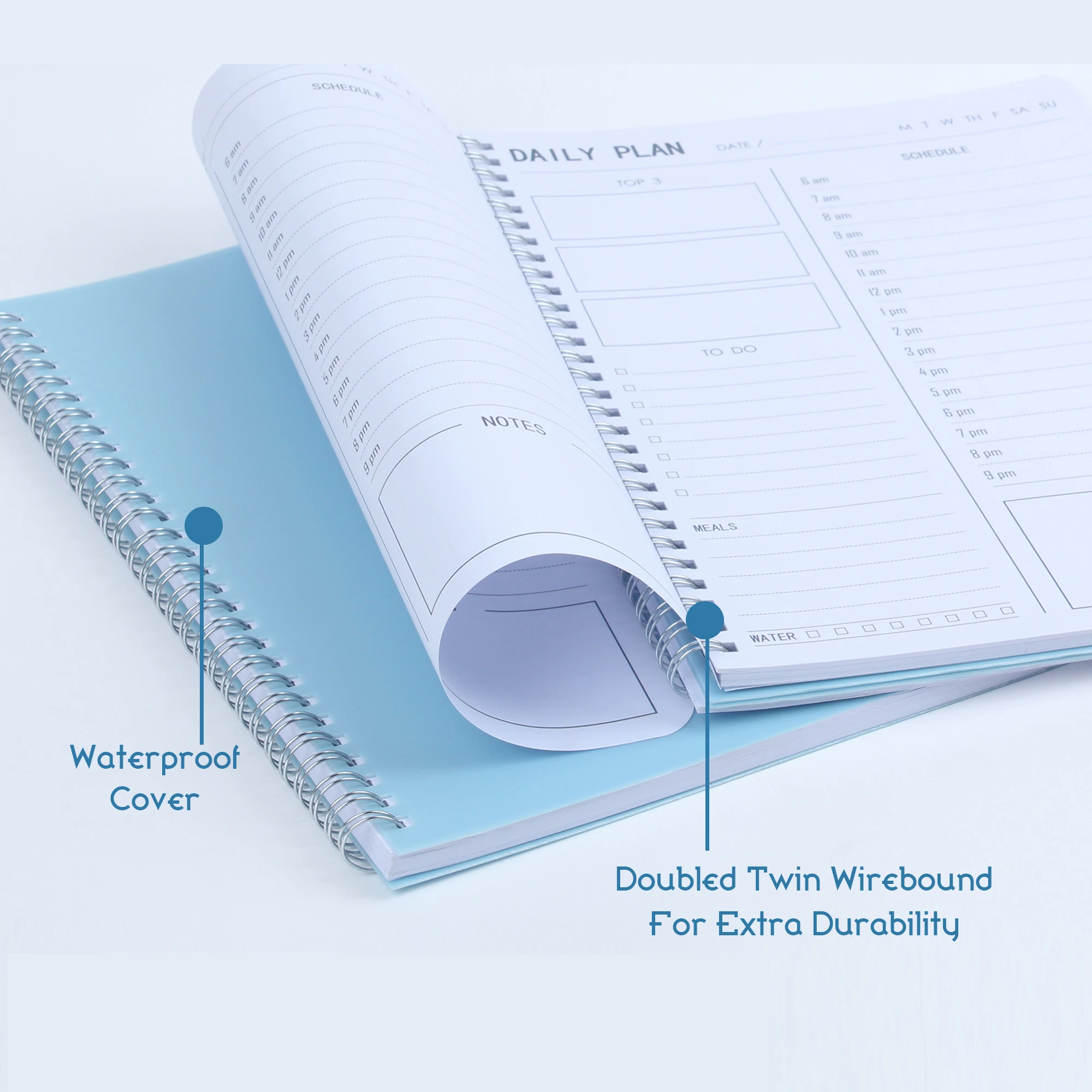 LABON Custom PVC Cover Spiral Notebook Agenda Daily Planner Schedule Organizer With Elastic Band