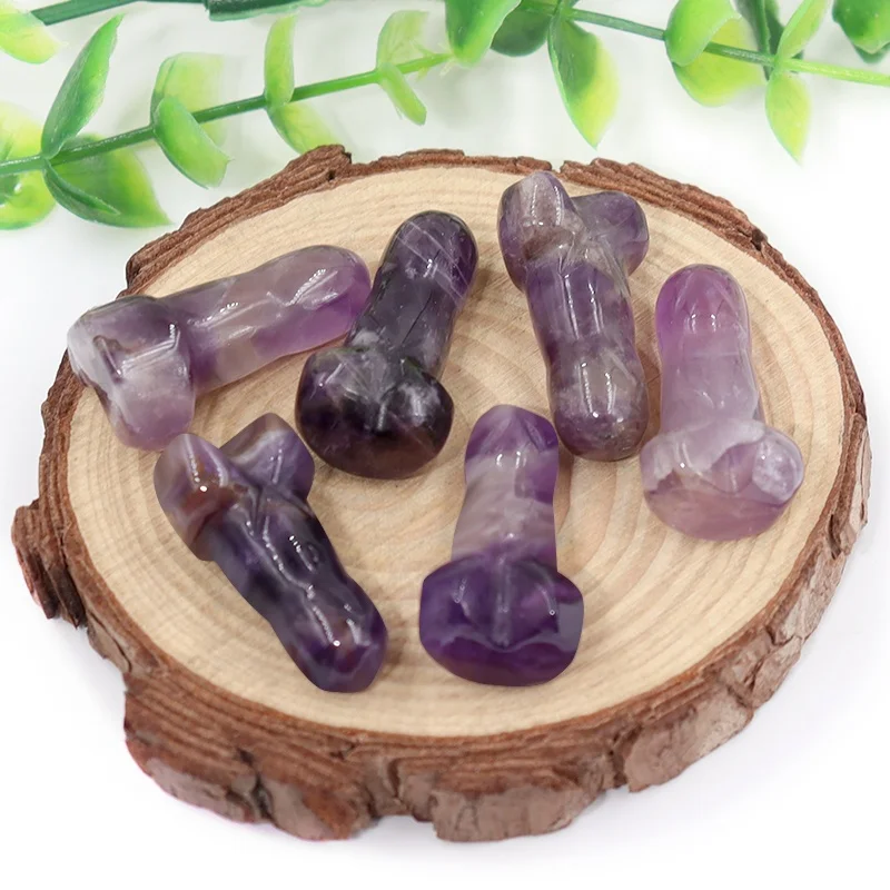 Wholesale natural hand made carved healing stones crystal dildo small crystal penis for decoration