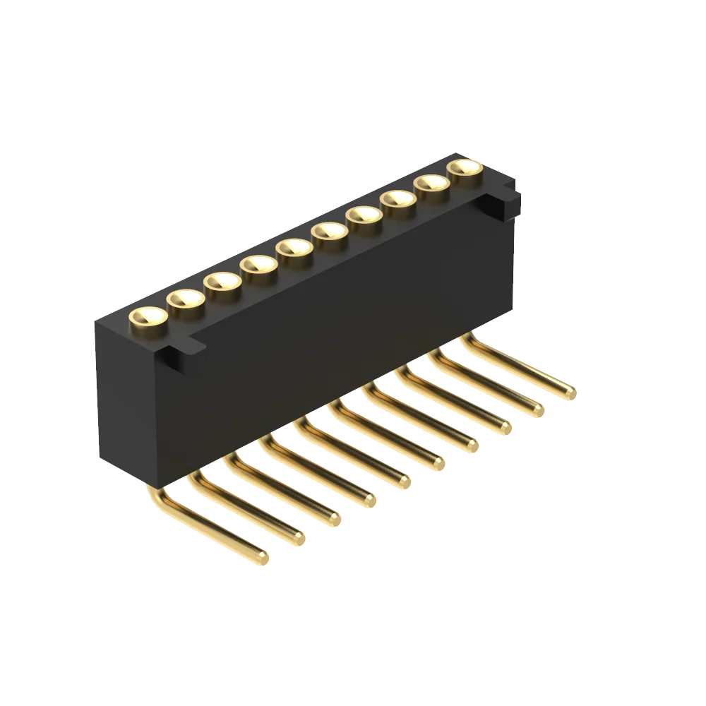 Denentech Concave Bottom Type 1.27mm Pitch Single Row H4.0mm DIP with Location Female Pogo Pin Connector