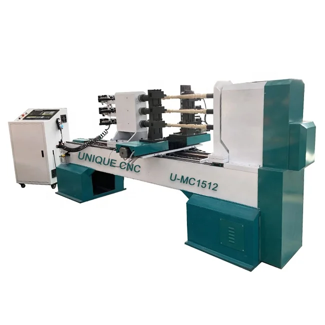 U-MC1512 Three axis cnc wood lathe machine with milling carving spindle for mass production