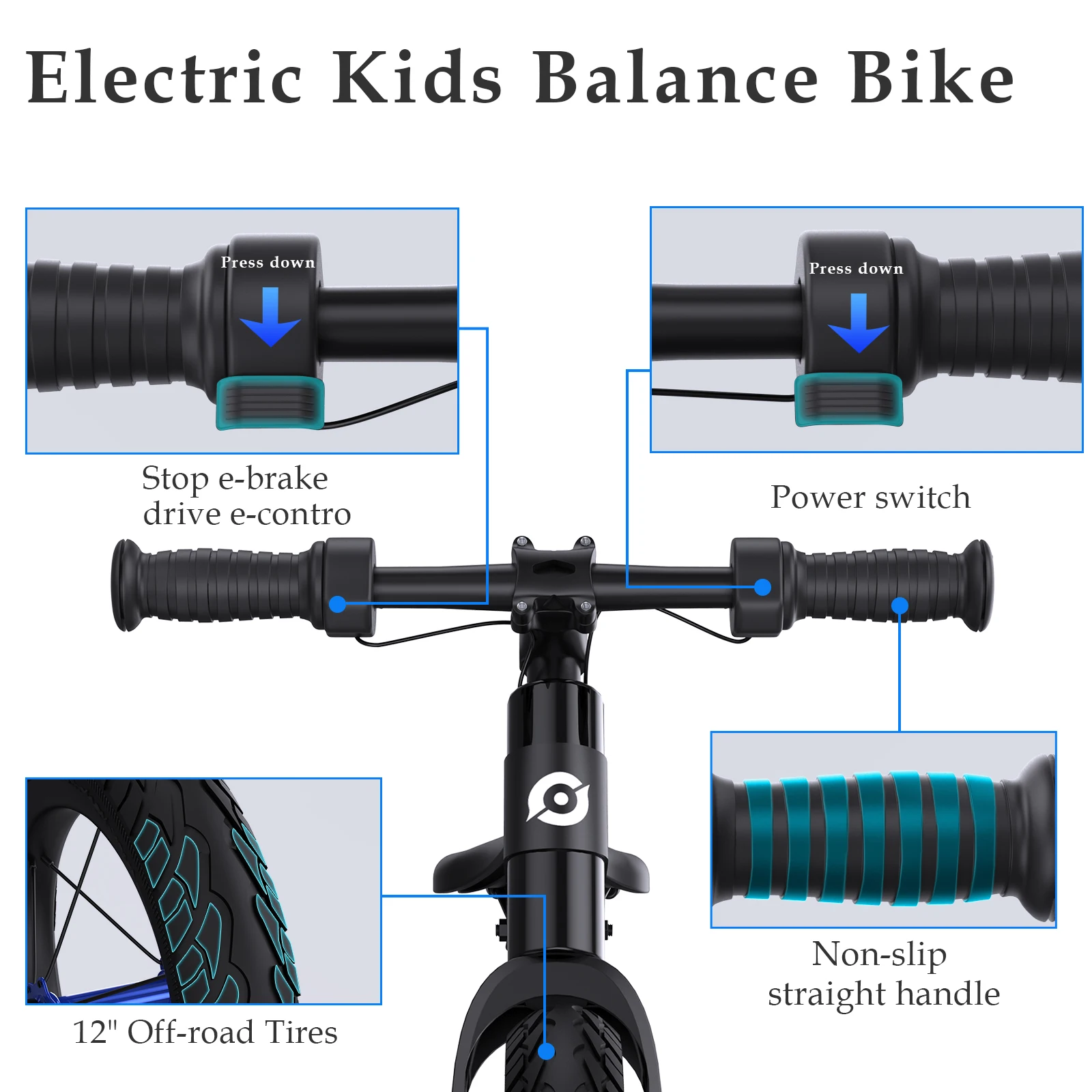 USA Warehouse Lithium Battery Powered Children Riding 12inch Electric Bicycle Toy Kids Balance Dirt Bike For Children