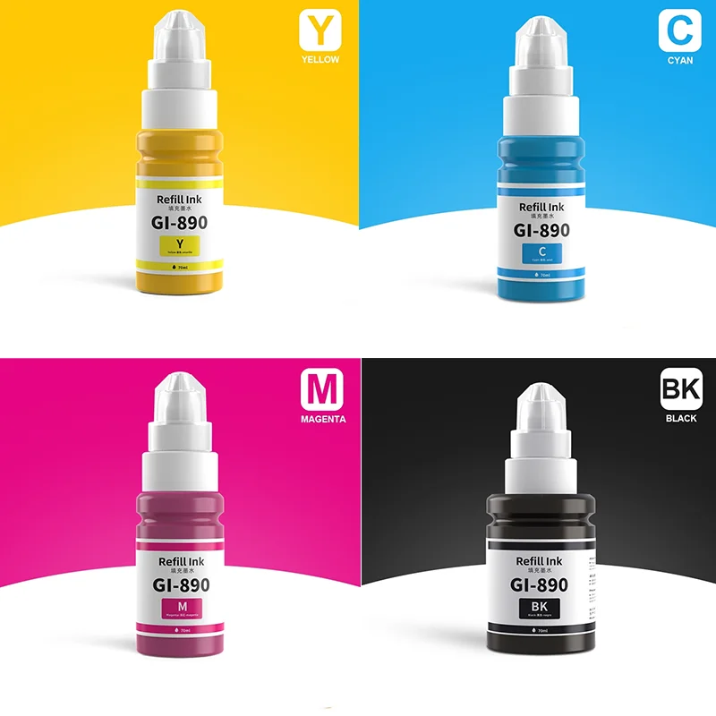 GI-890 Premium Compatible Color Water Based Bottle Refill Ink for Canon Pixma G1800 G1810 G4800 Printer