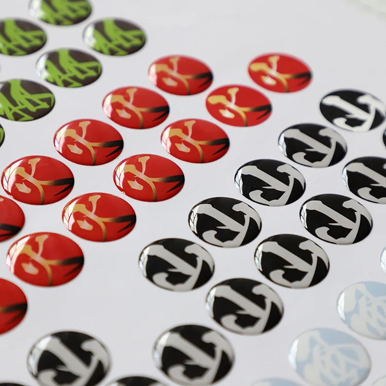 Wholesale price custom logo 3d adhesive PU clear epoxy resin dome sticker round resin sticker