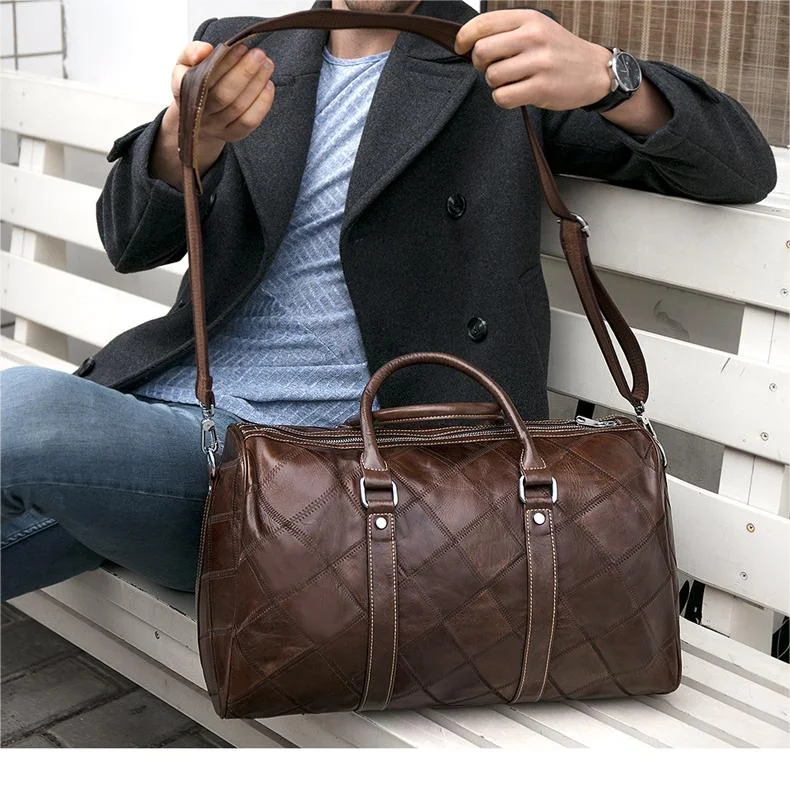 Business Leather Luggage Bag Hot sales Crazy Horse Duffel Bag Genuine Leather Luggage Bag for Men