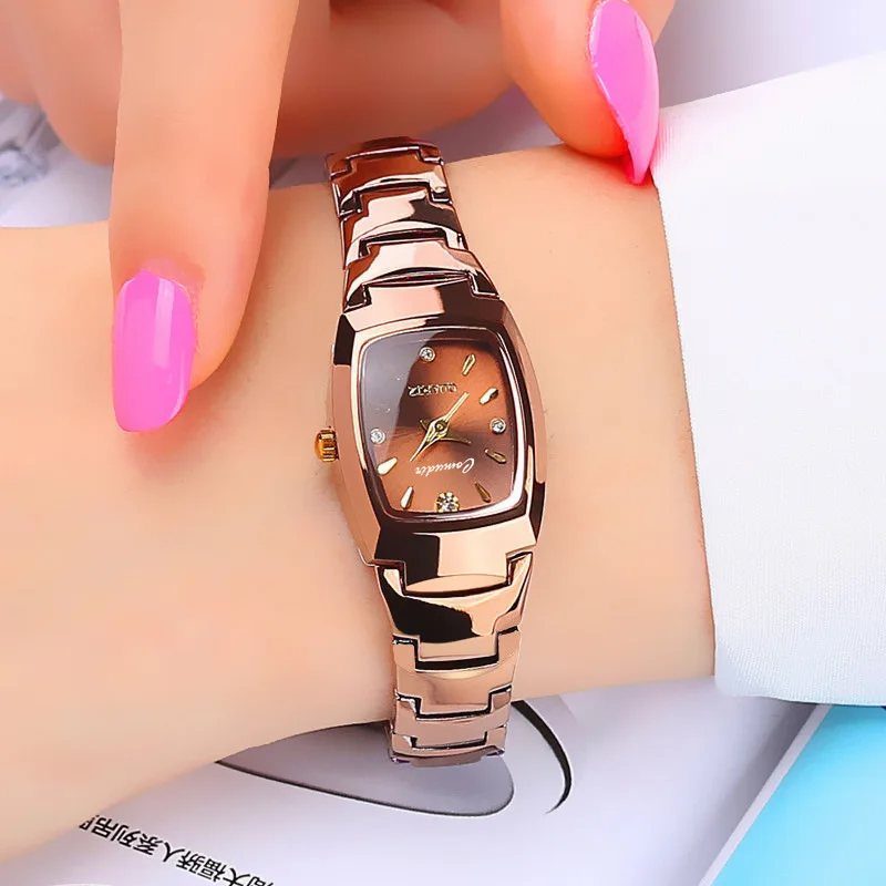 Alloy quartz Ladies wholesale stainless steel wrist watch women luxury  moissanite metal polish women watch