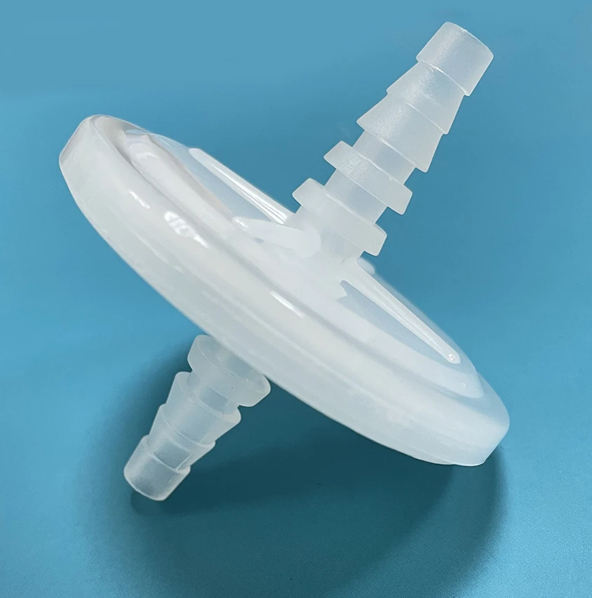 0.22um hydrophobic PTFE Membrane Disc filter with 1/4' hose barb for venting filtration