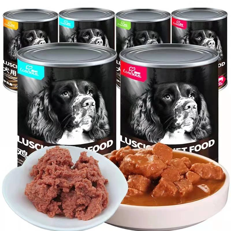 Factory Custom High Quality 375g Large Cans Of Beef And Chicken Flavor 6 Cans Dog Snack Wet Food Meat Block