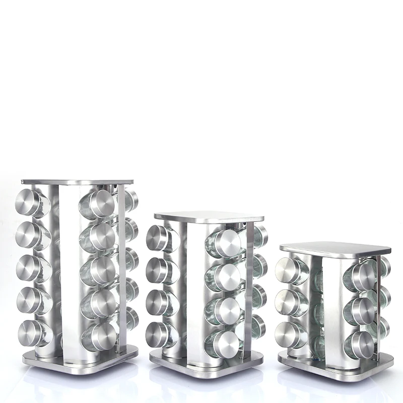 Stainless Steel Rotating Frame Seasoning Bottle Set 16 Seasoning Bottles And Rotating Pepper Pot