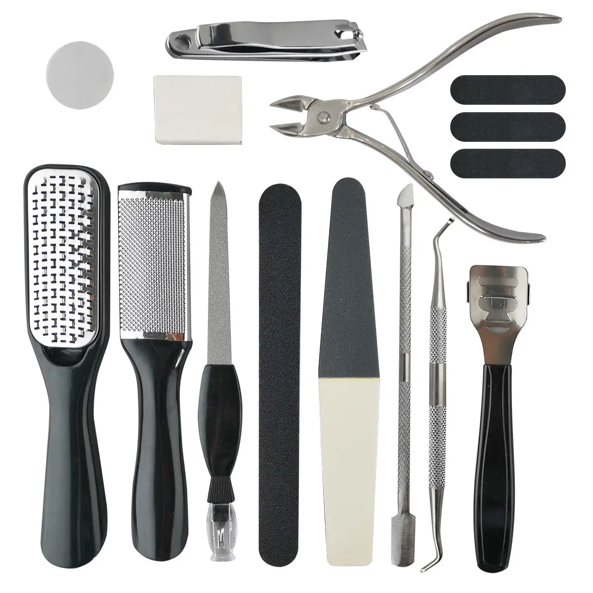 Wholesale 15 in 1 High Quality Stainless Pedicure Tool Set Foot Care Products Nail Clippers Foot Grinder Pedicure Tool Set