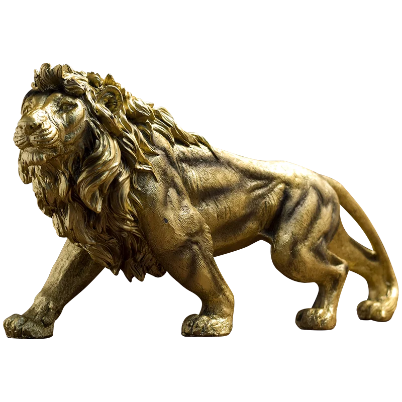 SE7 Customized Safari Party Decoration Simulated Marble Stone Gold Desk Decor Home Lion Statue