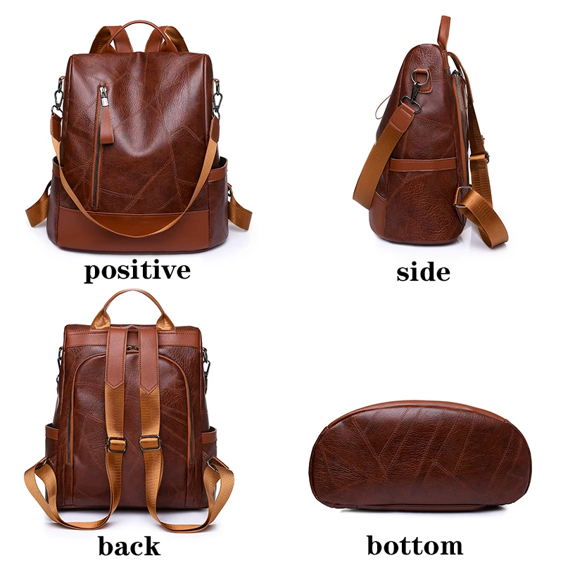 Designer High Quality Soft Leather Simple Fashion Backpack Large Capacity Antitheft Shoulder Bags Ladies Backpack