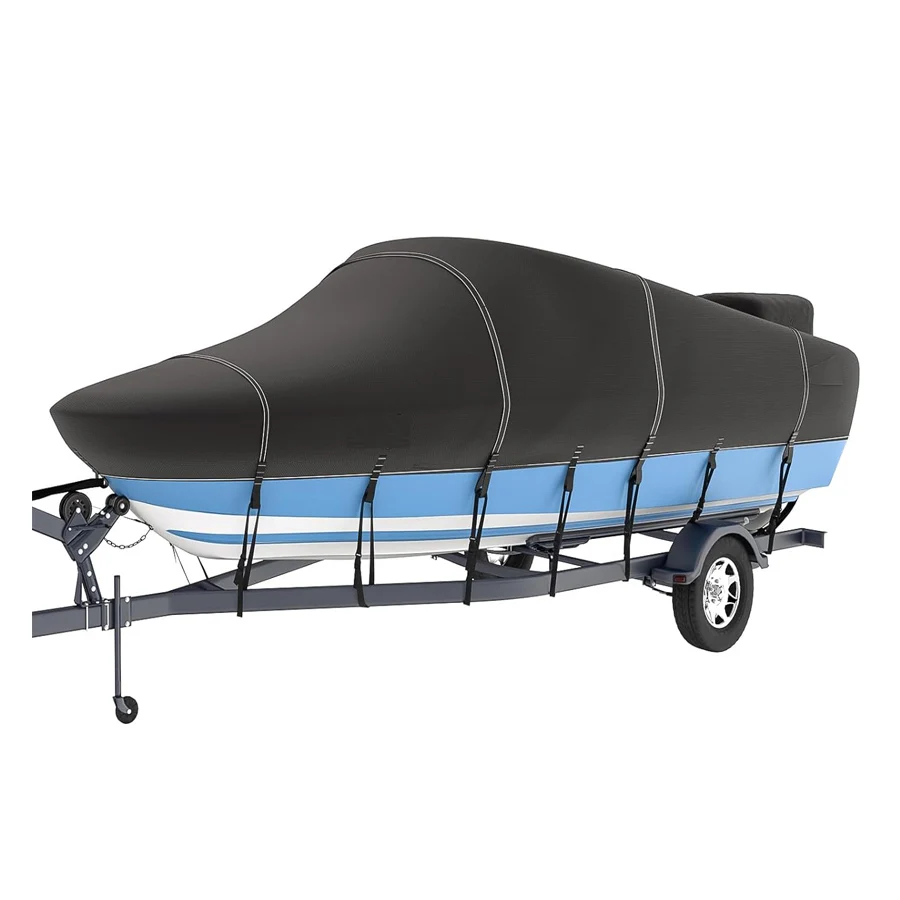 Boat Cover Waterproof Heavy Duty Marine Grade Polyester Canvas Fits Bass Boat 17-19ft