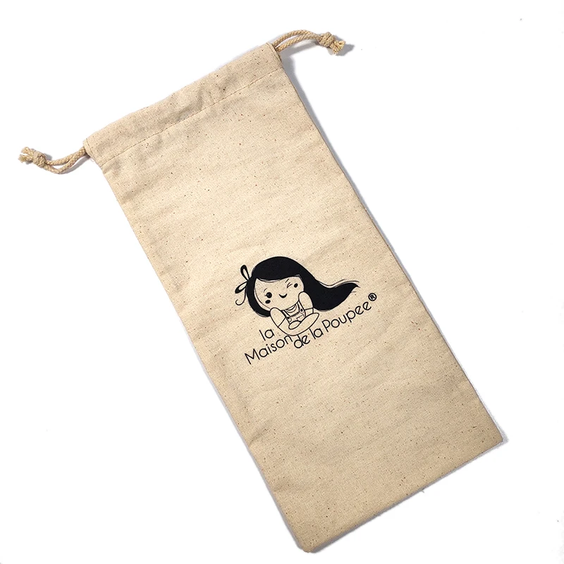 Custom Dust Bag Organic Muslin Packing  Canvas Custom logo Wholesale 180gms Cotton String Pouch