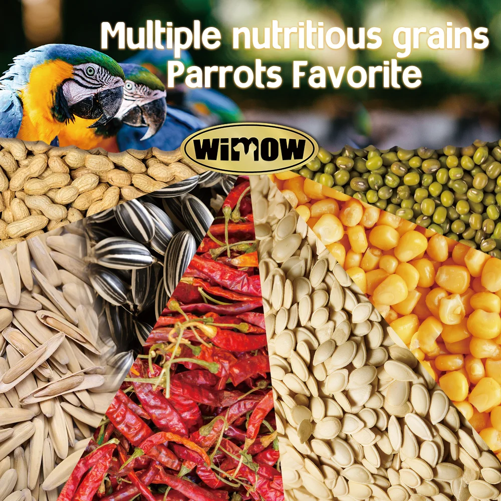 Wimow Wholesale 2kg Mixed With Fruits Grains Northern Parrots African Grey Sunflower Parrot Food