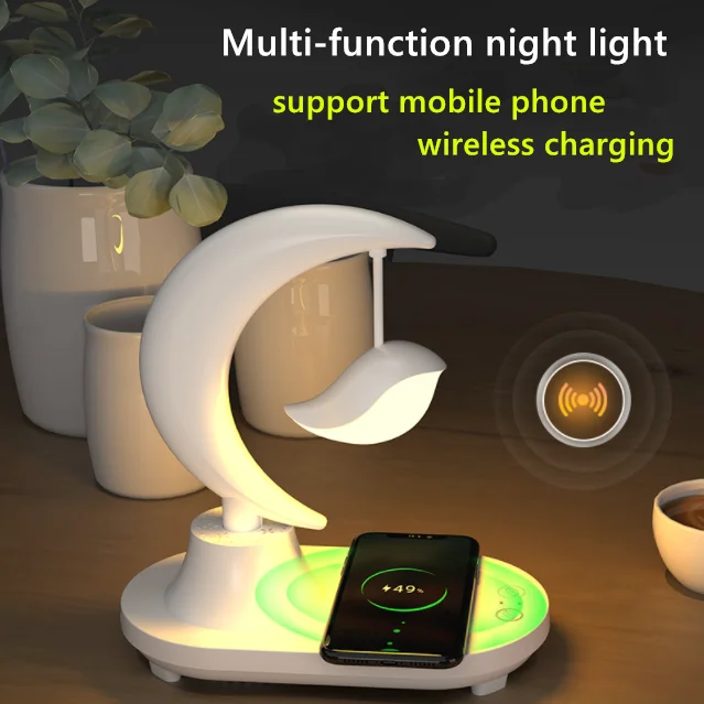 2022 New Blue tooth Speaker Night Light Creative Romantic Color Changing Music + Wireless Charging Table Lamp