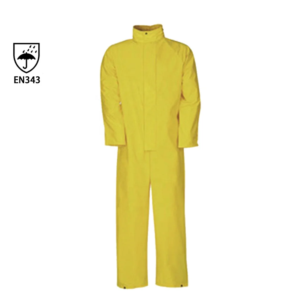 PU mens waterproof workwear suit rain wear coverall with EN343 nomex