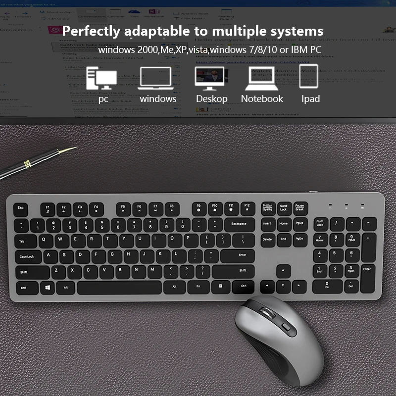 Профессиональное фабричное со светодиодной подсветкой свет игровая мышь и клавиатура комбо мини беспроводная