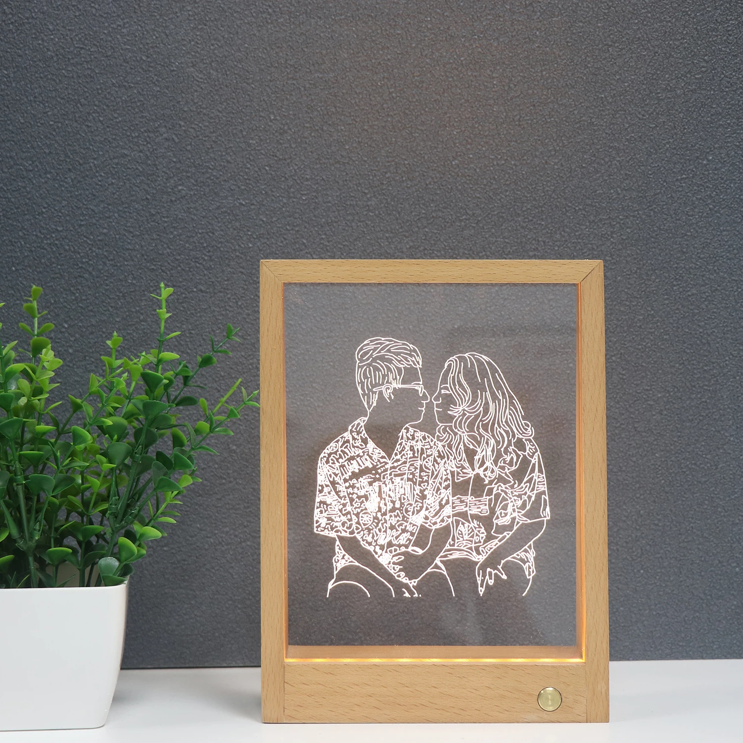 Home Decoration Night Lamp Wooden Rechargeable LED Photo Frame Acrylic Night Light Led Frame With KC Battery