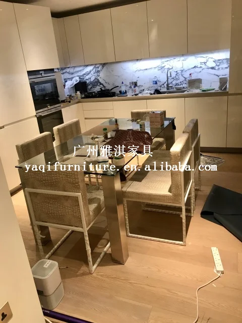 Hot sale brass metal leisure stainless steel chair with customizable leather cushion for dining