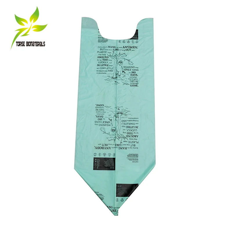 Manufacture Factory OK Compost Certified Biodegradable custom printed eco friendly wavetop garbage bags on roll
