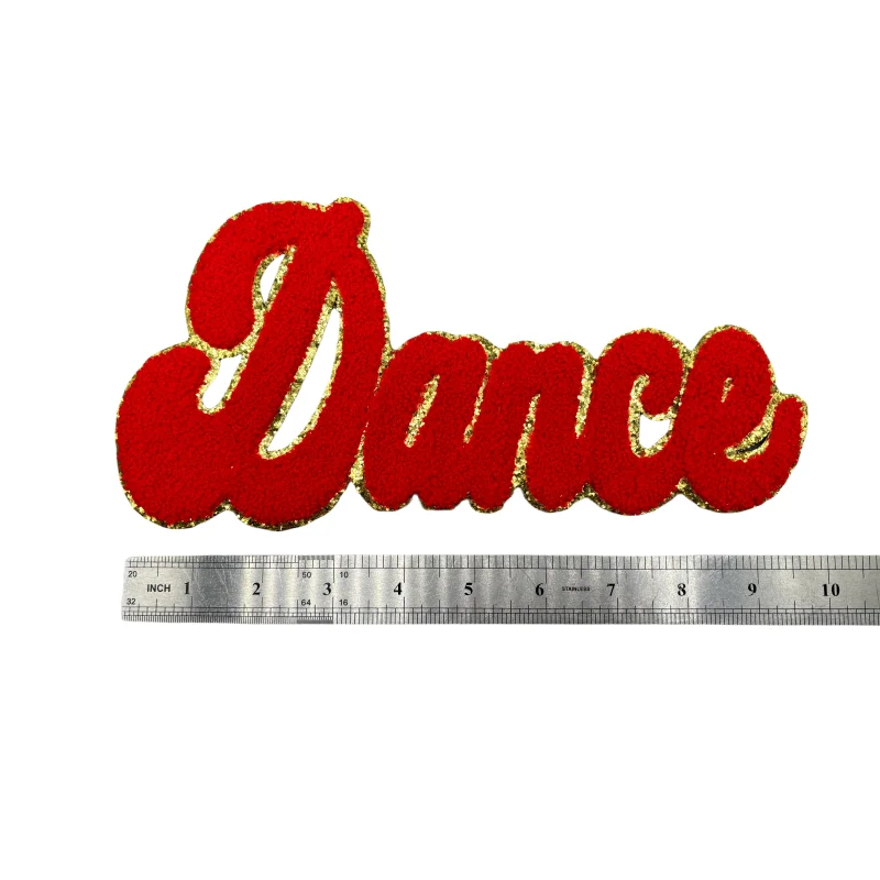 2024 Custom iron on game day chenille letter patch Dance large size  holiday chenille patch wholesale chenille patches