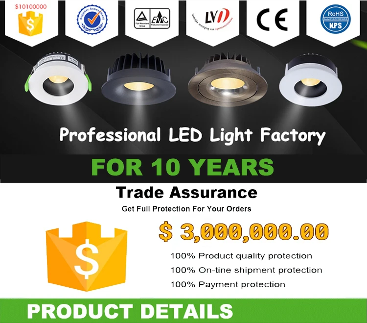 Slim Round Led Aluminum Surface Hotel Recessed Led Downlight Adjustable 8w 9w 11w 12w Led Lamp Down light